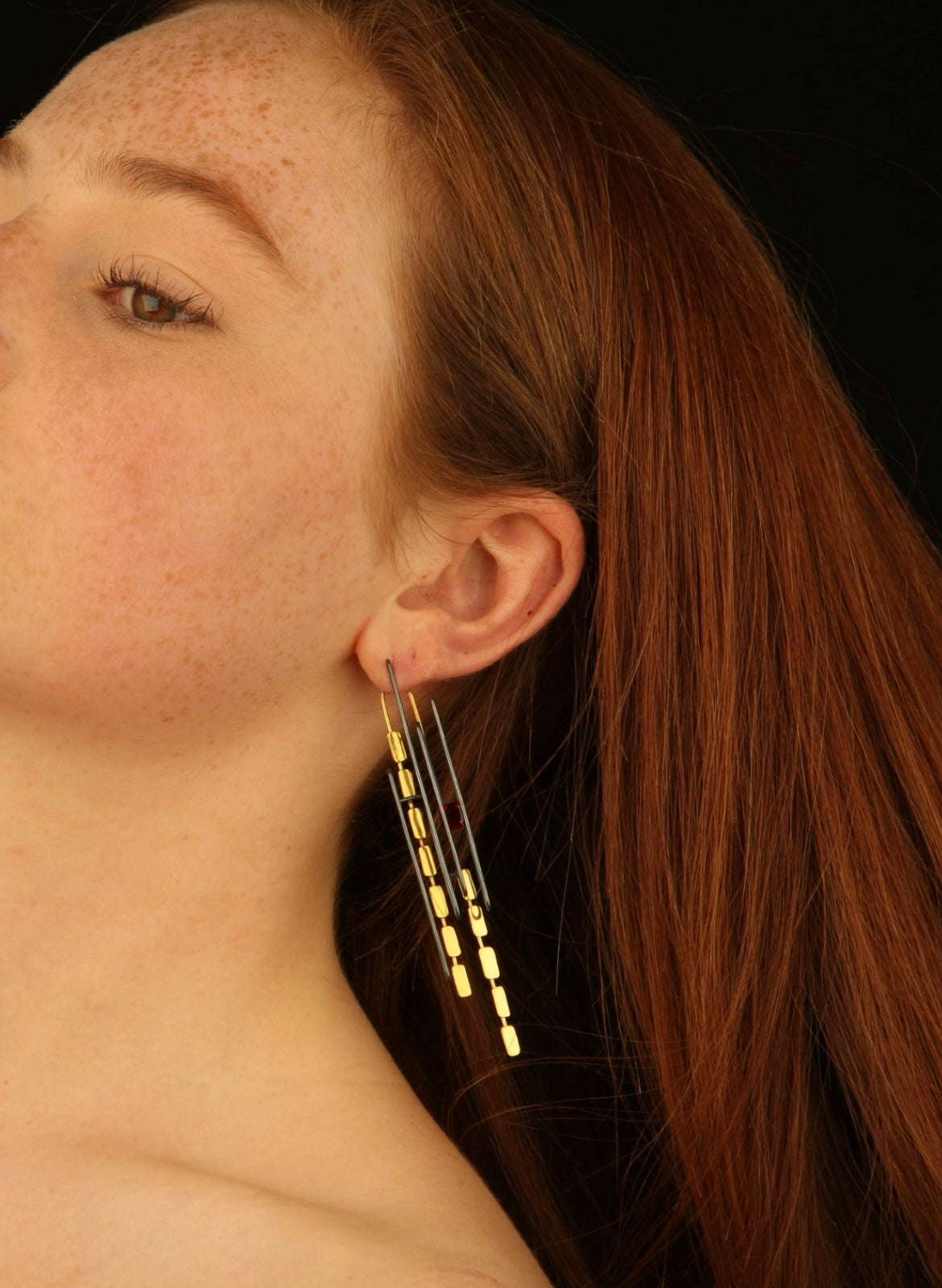 Oxidised Garnet Earrings