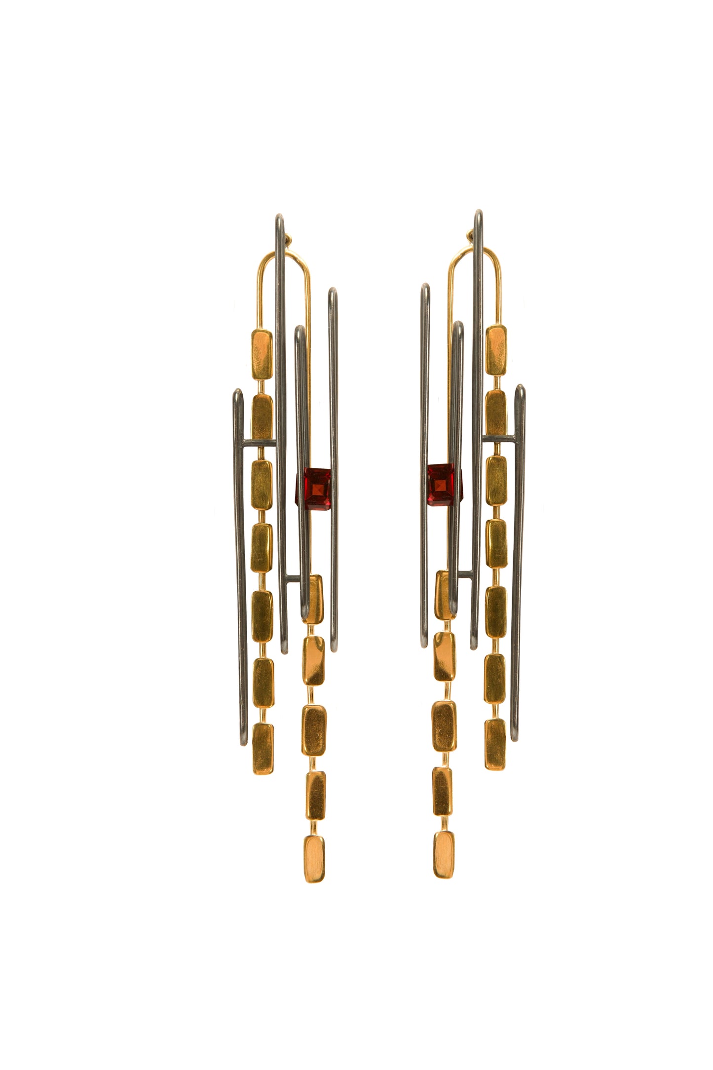 Oxidised Garnet Earrings