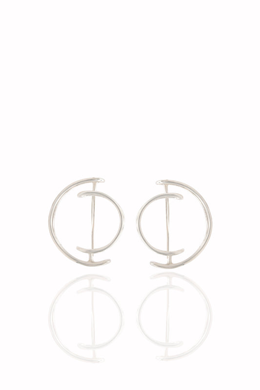 Sterling silver wire circular earrings 
