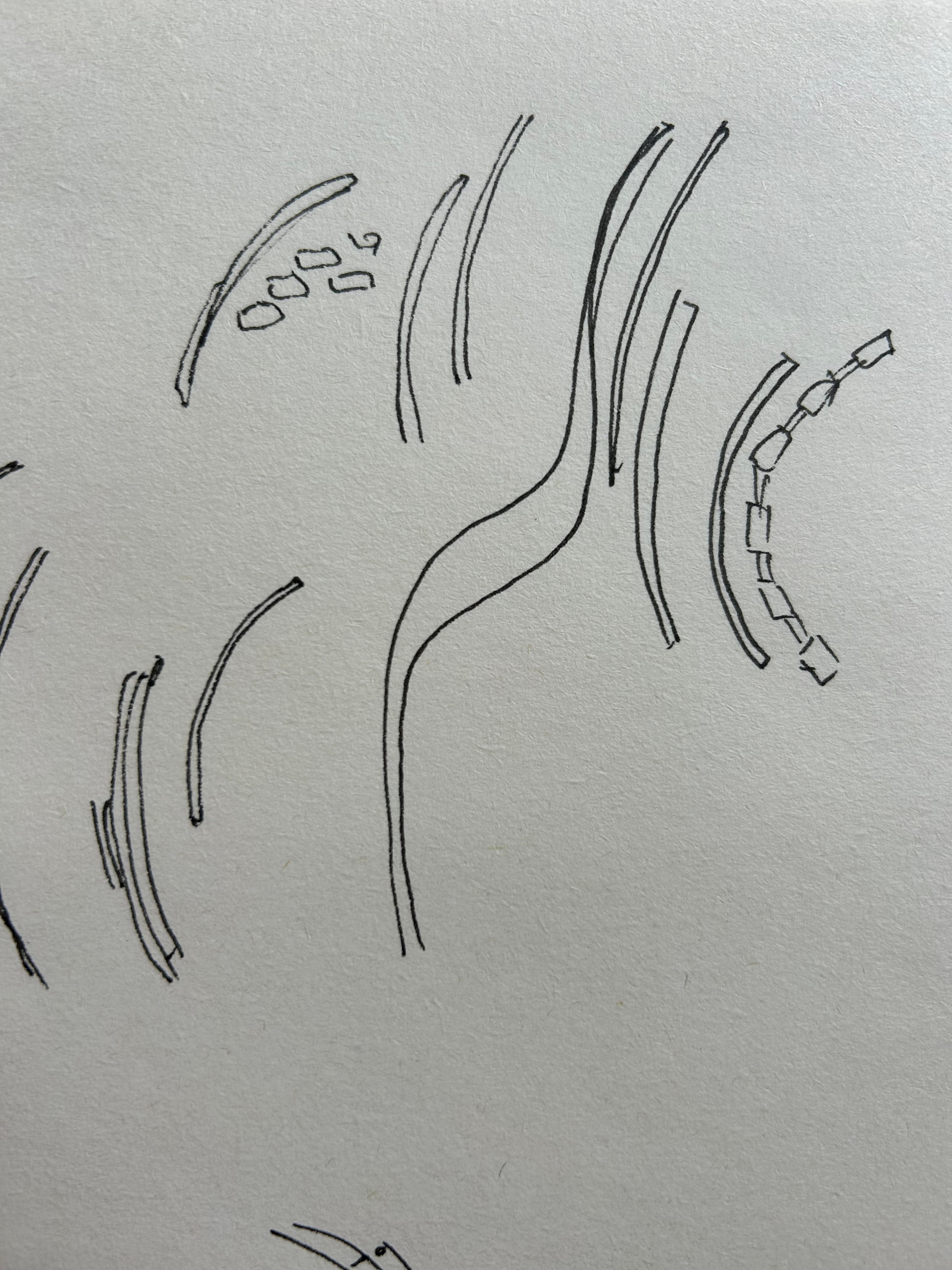 Black line drawing of light patterns on a light gray background